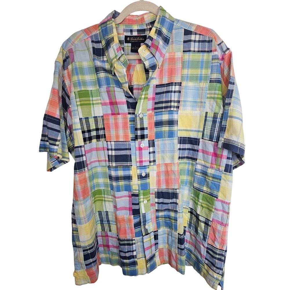 Brooks Brothers Mens Madras Plaid Button Shirt Sz L Preppy Ivy League Old Money